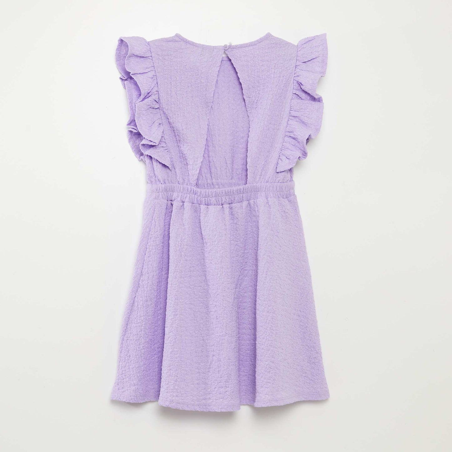Vestido con volantes de tejido gofrado PURPURA