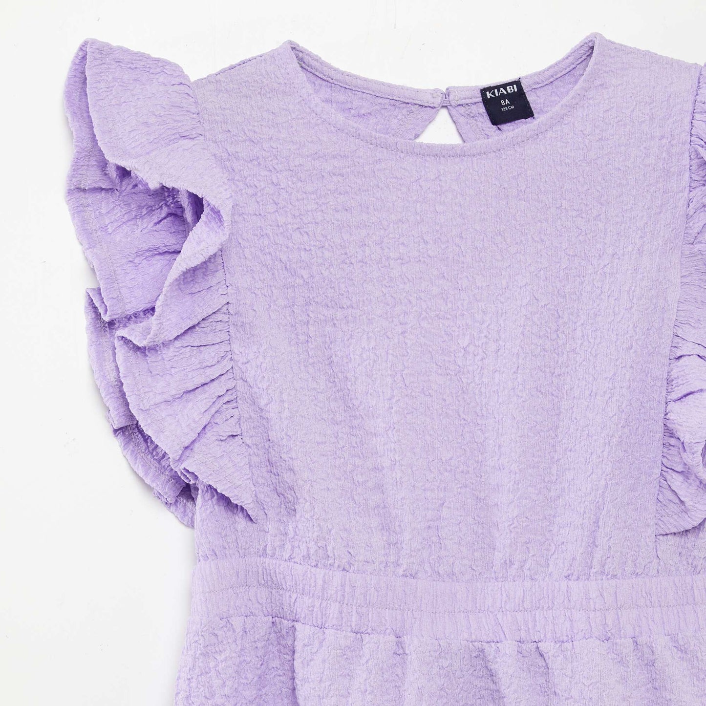 Vestido con volantes de tejido gofrado PURPURA