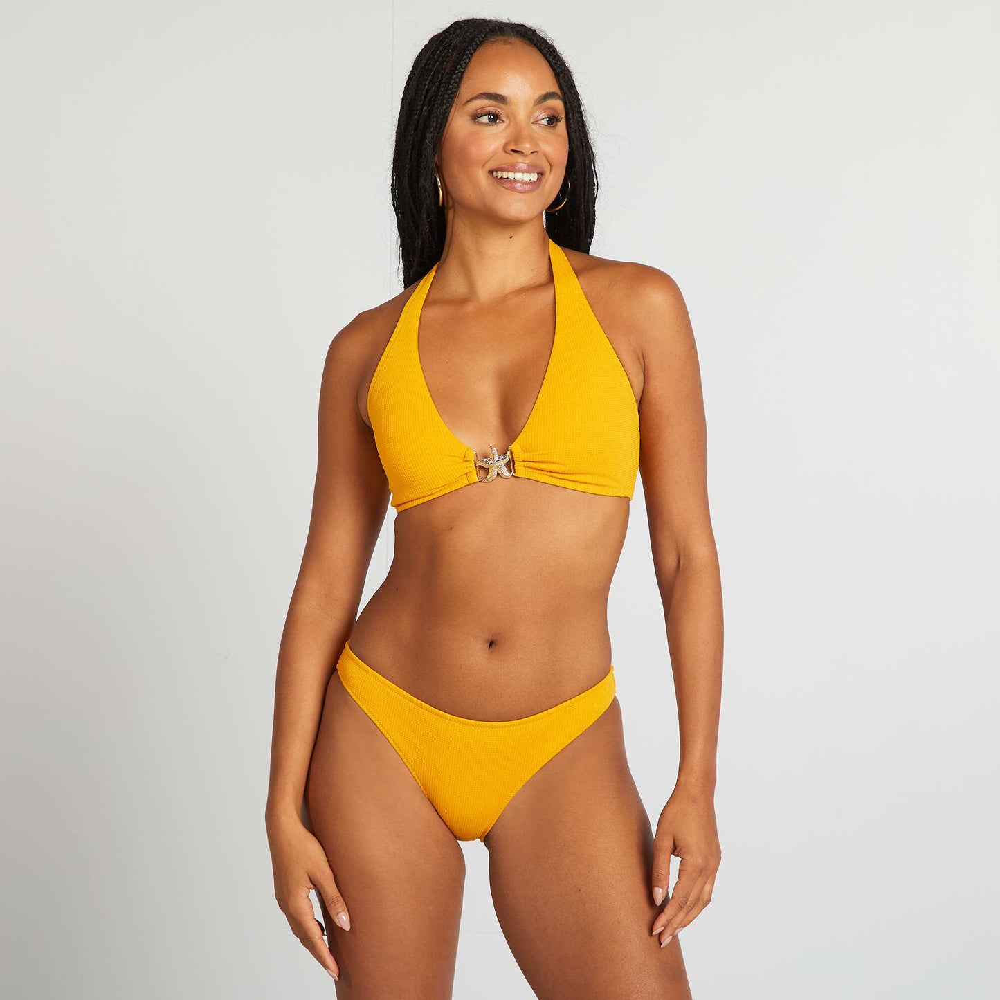Braguita de bikini de punto texturizado AMARILLO