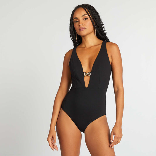Bañador con detalle de concha NEGRO