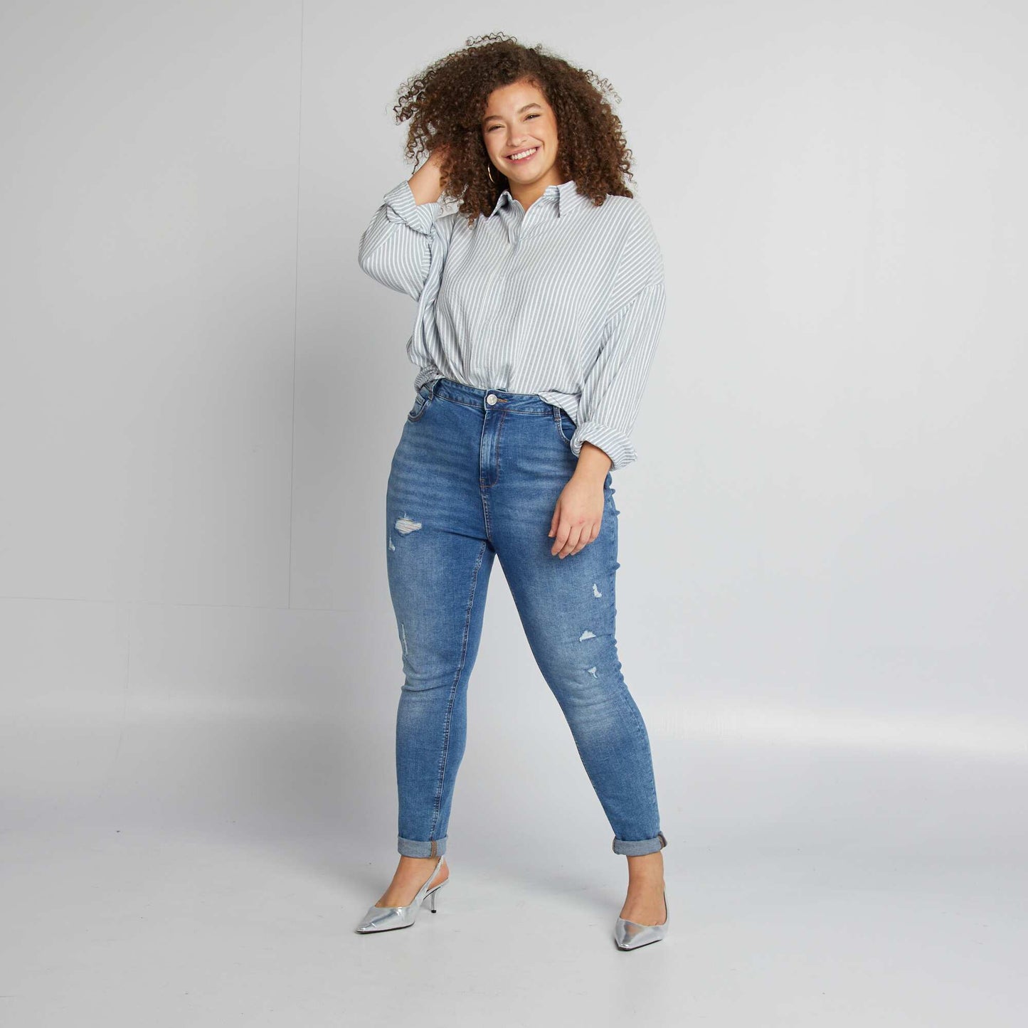 Pantalón slim elástico AZUL
