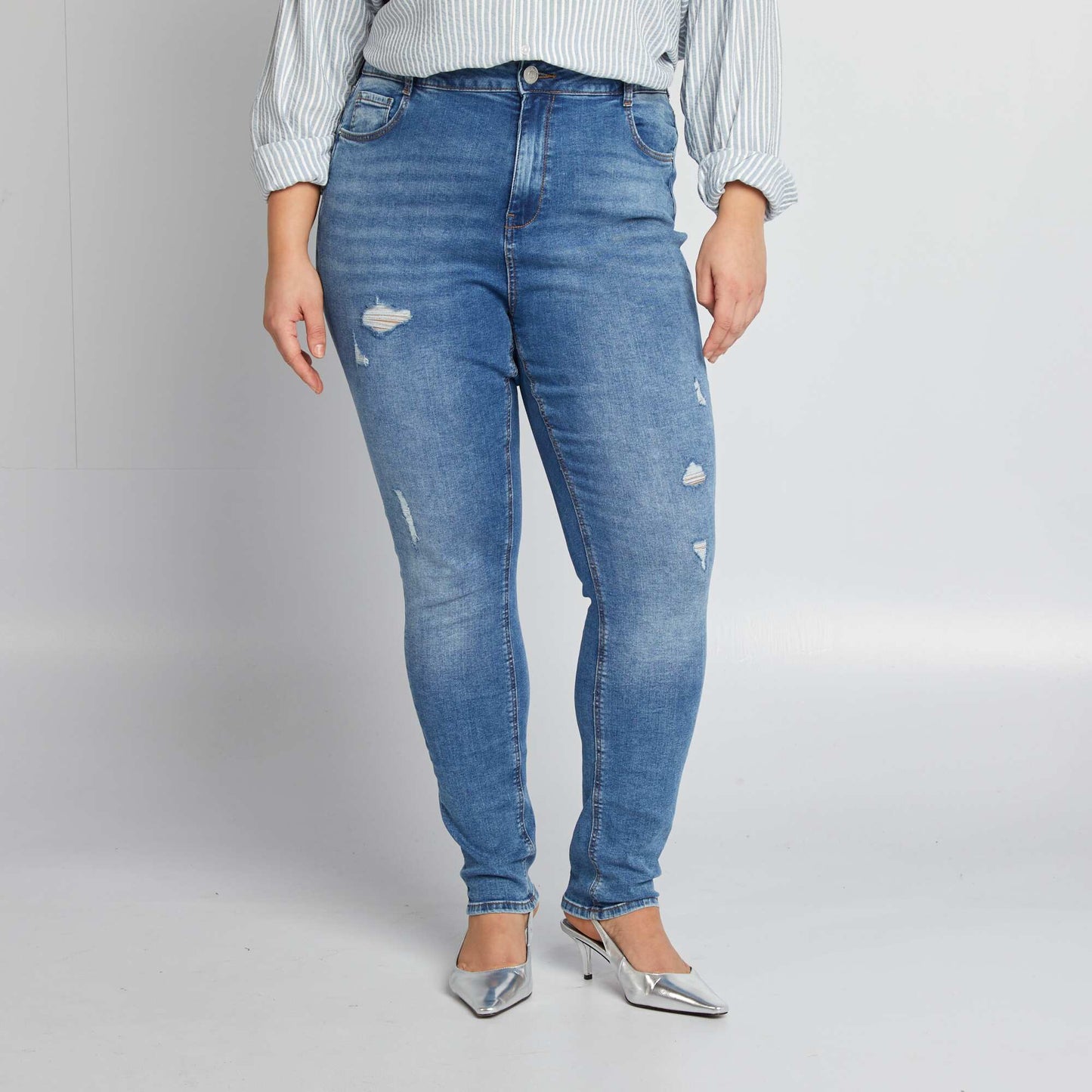 Pantalón slim elástico AZUL