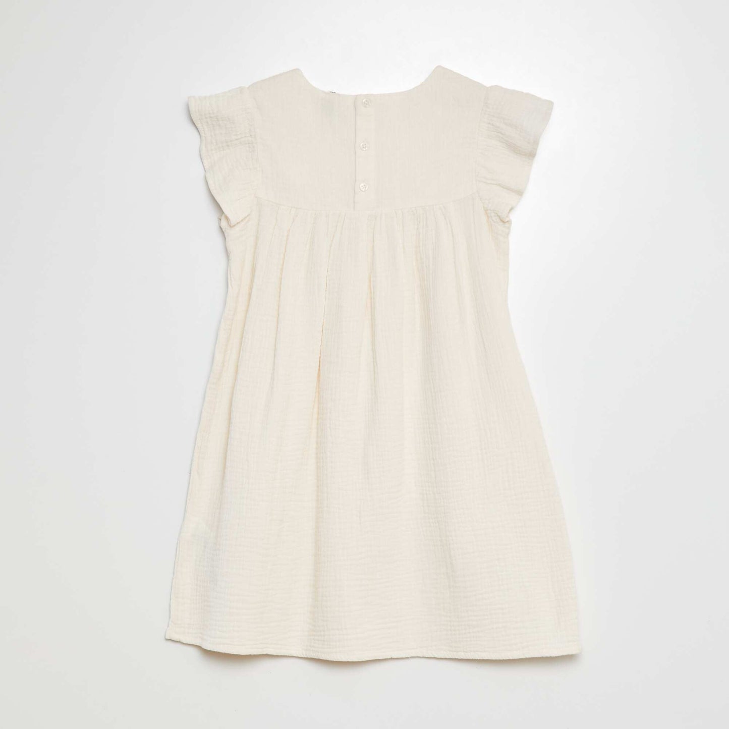 Vestido de gasa de algodón con motivos de ganchillo BLANCO