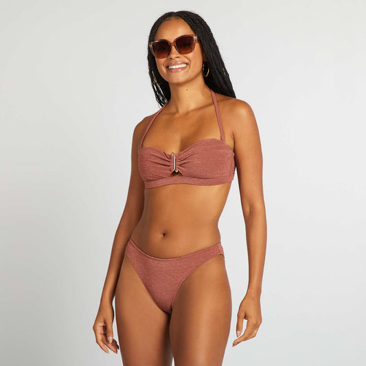 Braguita de bikini de material texturizado MARRON