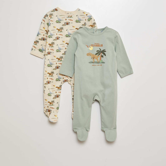 Pack de pijamas tipo pelele de punto - 2 piezas VERDE