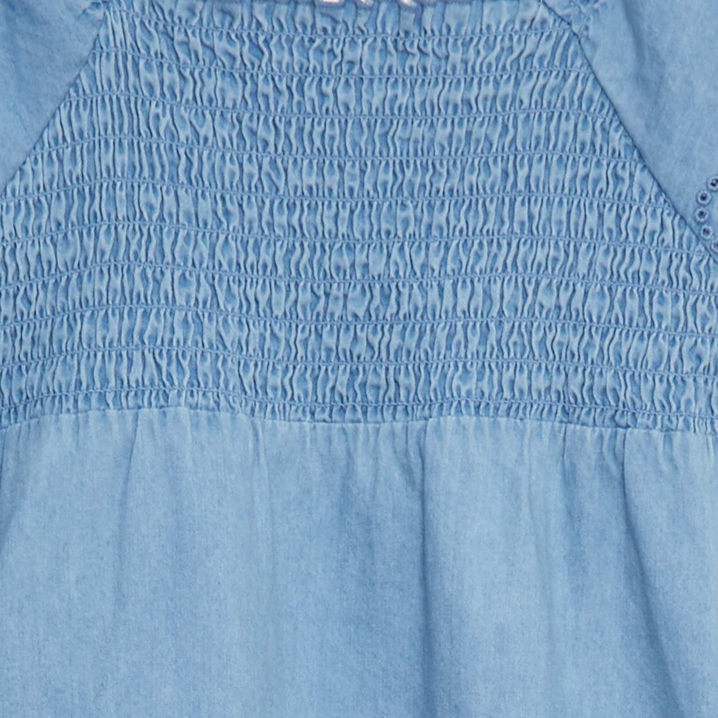 Vestido jean con bordado inglés AZUL