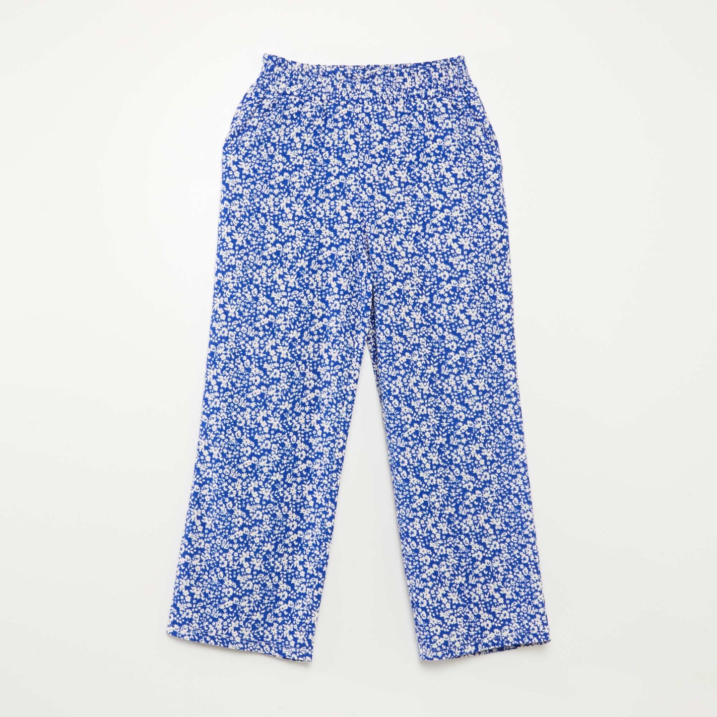 Conjunto de camiseta + pantalón vaporoso con estampado de flores - 2 piezas AZUL