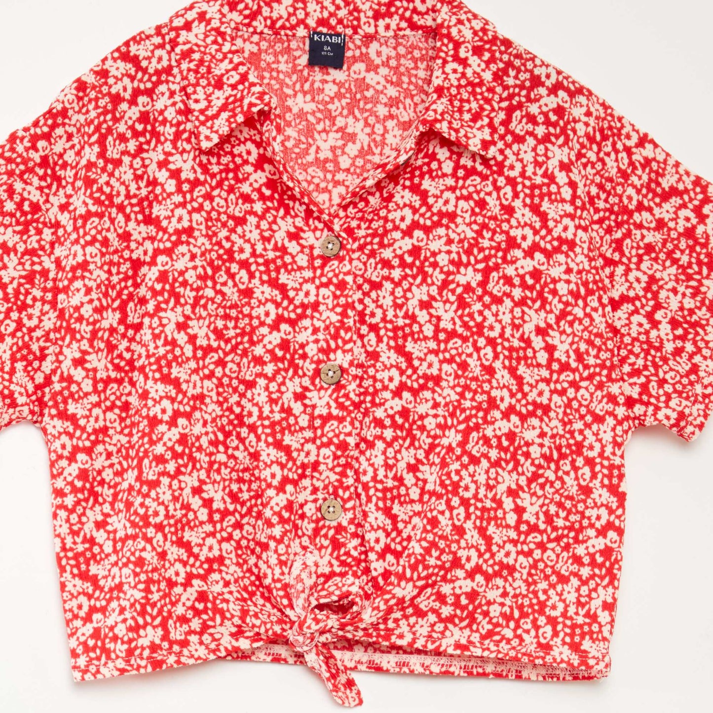 Conjunto de camiseta + pantalón vaporoso con estampado de flores - 2 piezas ROJO