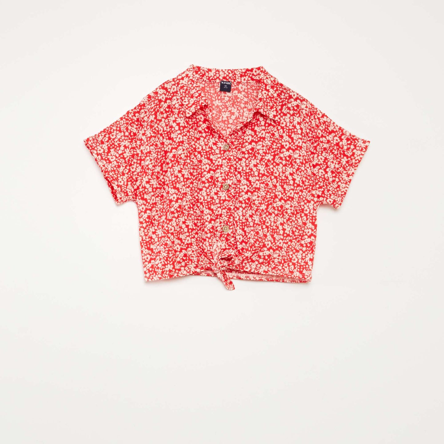 Conjunto de camiseta + pantalón vaporoso con estampado de flores - 2 piezas ROJO