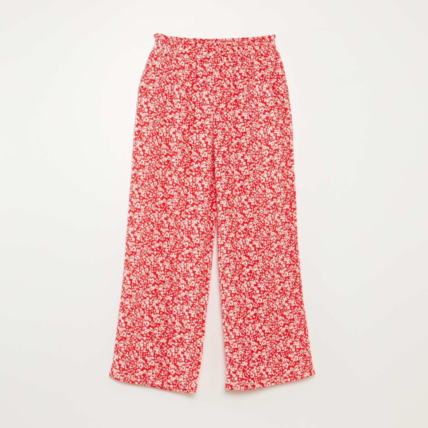 Conjunto de camiseta + pantalón vaporoso con estampado de flores - 2 piezas ROJO