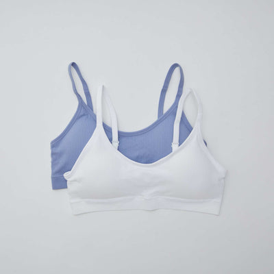 Pack de 2 tops de canalé AZUL