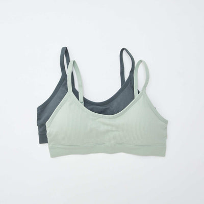 Pack de 2 tops de canalé AZUL