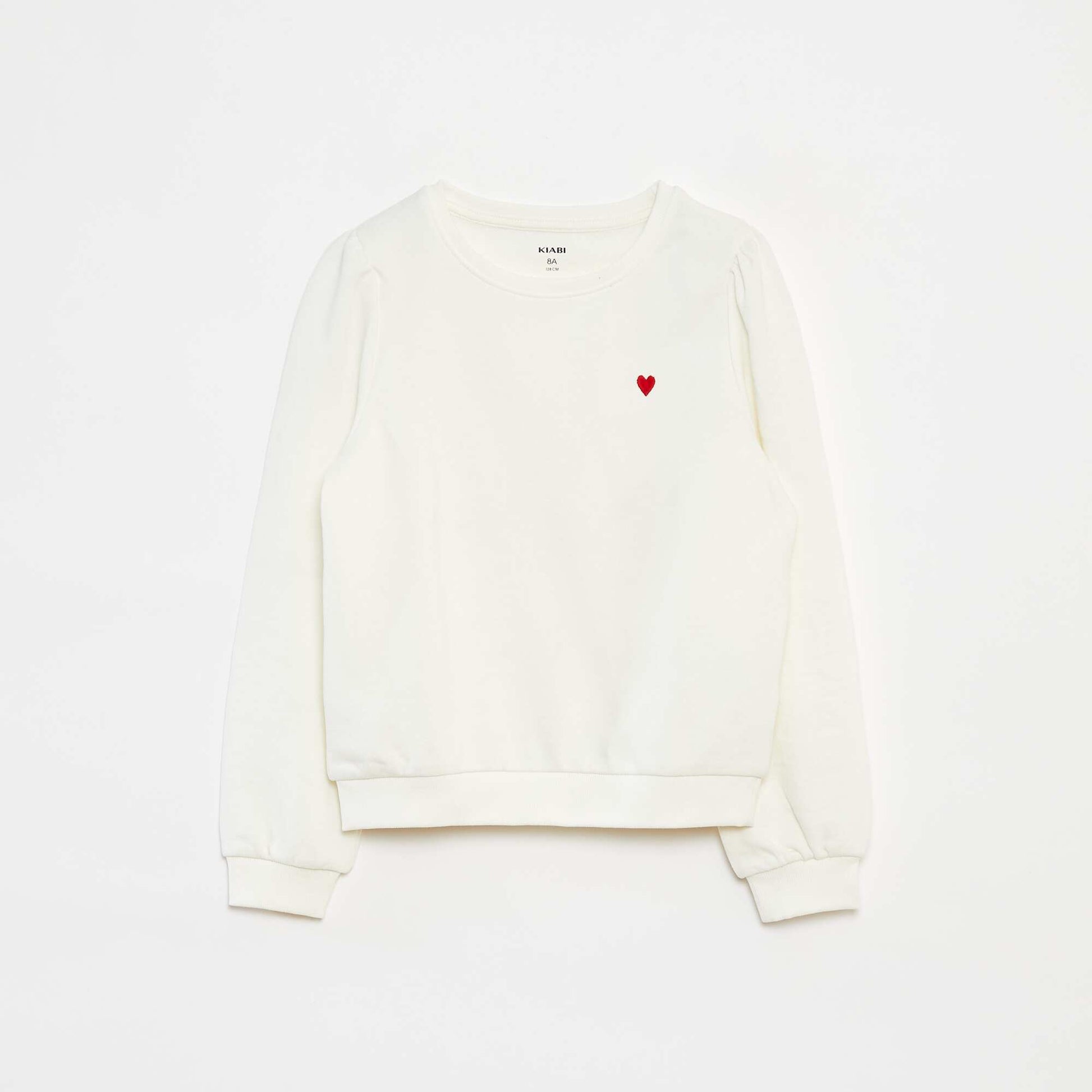 Buzo de chándal lisa corazón bordado BLANCO
