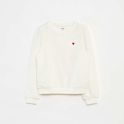 Buzo de chándal lisa corazón bordado BLANCO