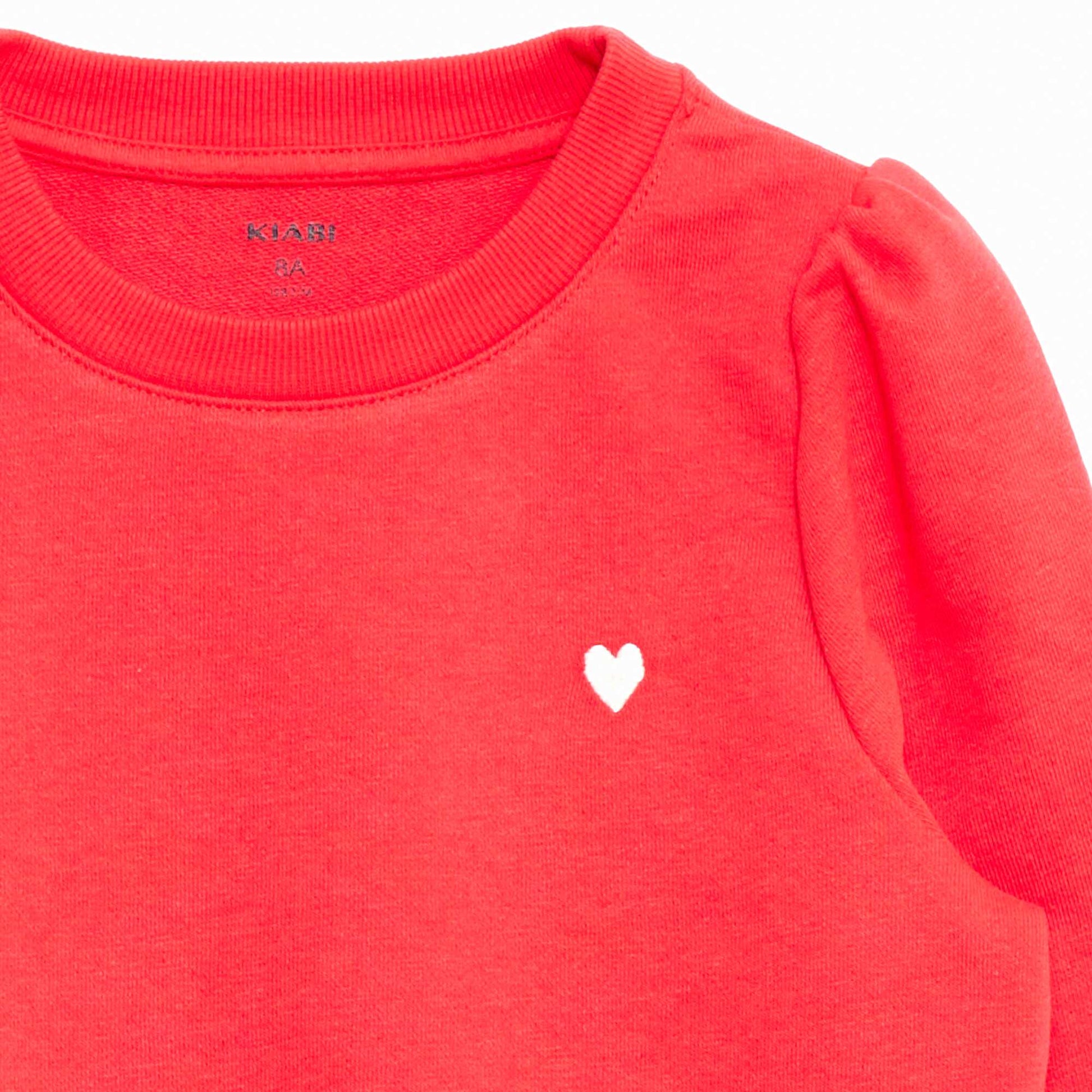 Buzo de chándal lisa corazón bordado ROJO