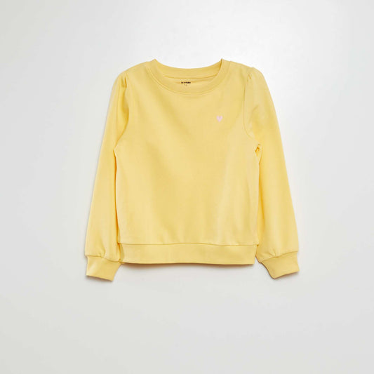 Buzo de chándal lisa corazón bordado AMARILLO