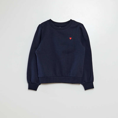 Buzo de chándal lisa corazón bordado AZUL