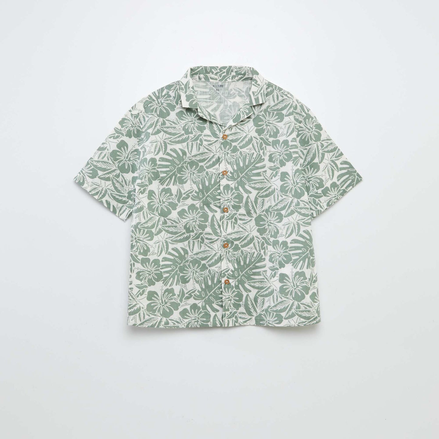 Camisa de manga corta con cuello de pijama estampado KAKI
