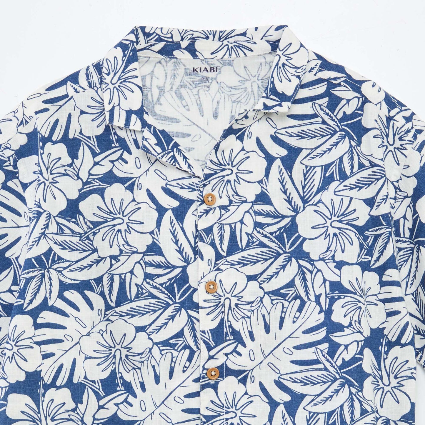 Camisa de manga corta con cuello de pijama estampado AZUL