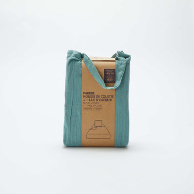 Juego de cama individual (140 x 200 cm) de gasa de algodón - Kiabi Home VERDE