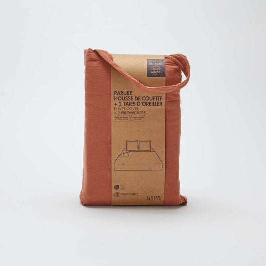 Juego de cama doble (260 x 240 cm) de gasa de algodón - Kiabi Home MARRON