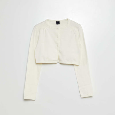 Chaqueta corta tipo bolero de canalé BLANCO