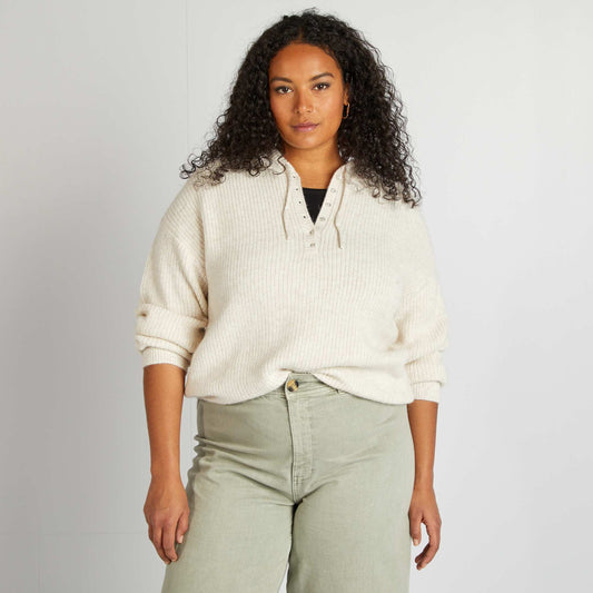 Sweater de punto con capucha BEIGE