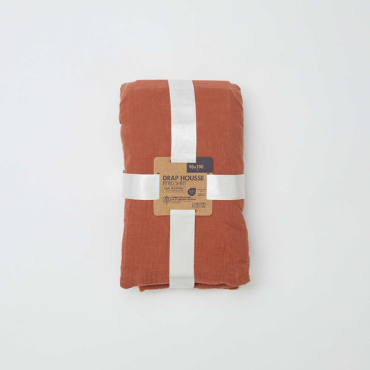 Sábana bajera individual (90 x 190 cm) de doble gasa de algodón - Kiabi Home MARRON