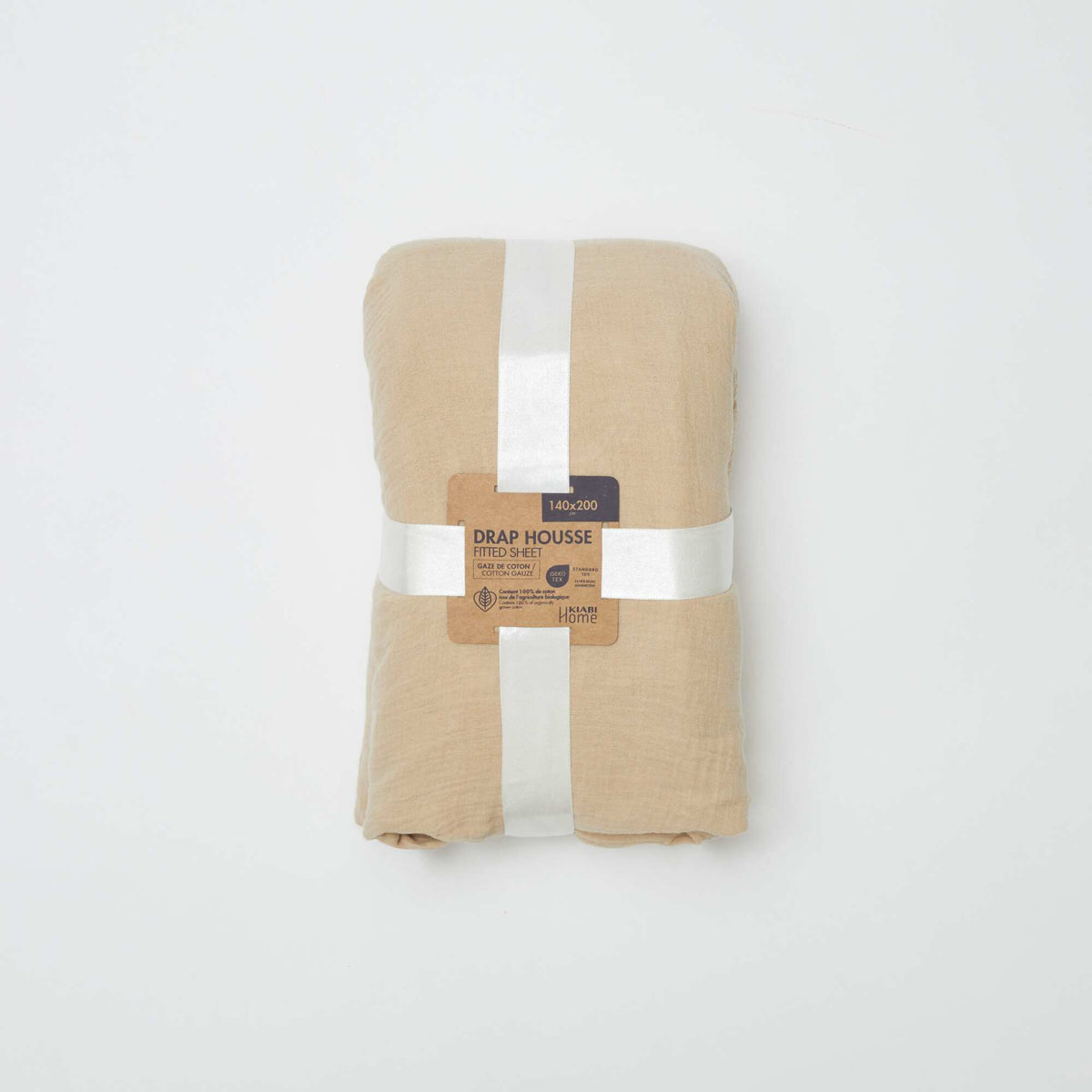 Sábana bajera doble (140 x 200 cm) de doble gasa de algodón - Kiabi Home BEIGE