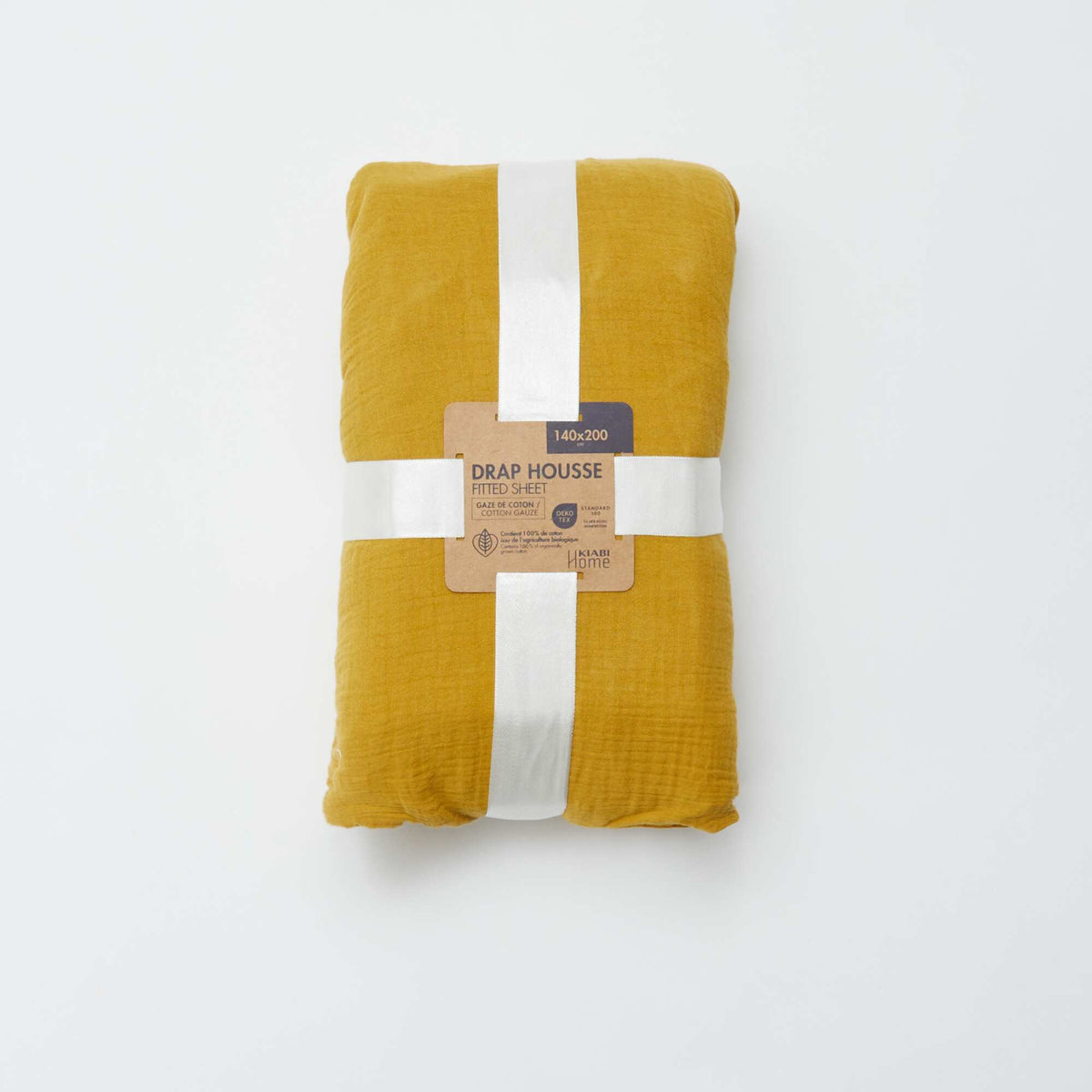 Sábana bajera doble (140 x 200 cm) de doble gasa de algodón - Kiabi Home AMARILLO