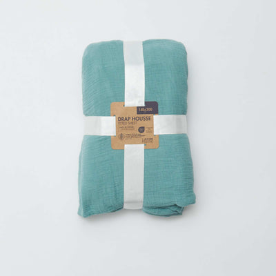 Sábana bajera doble (140 x 200 cm) de doble gasa de algodón - Kiabi Home VERDE