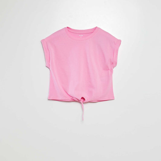 Camiseta de manga corta anudable en el bajo ROSA