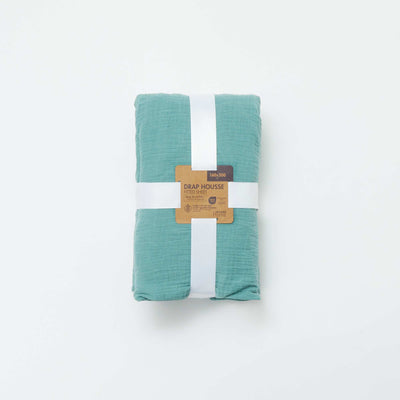 Sábana bajera de gasa de algodón 160 x 200 cm - Kiabi Home VERDE