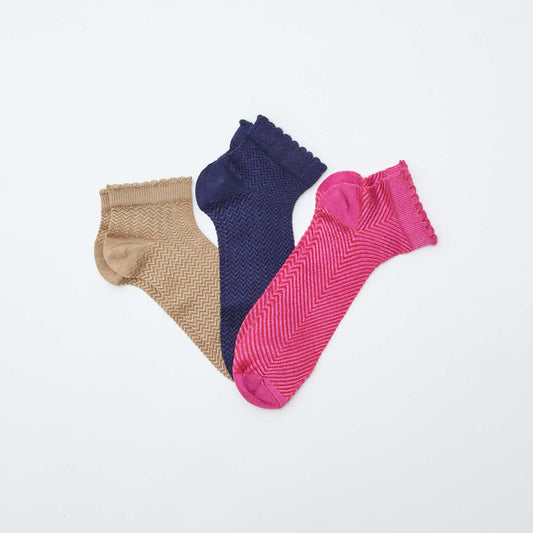 Pack de 3 pares de medias de largo medio de efecto brillante ROSA