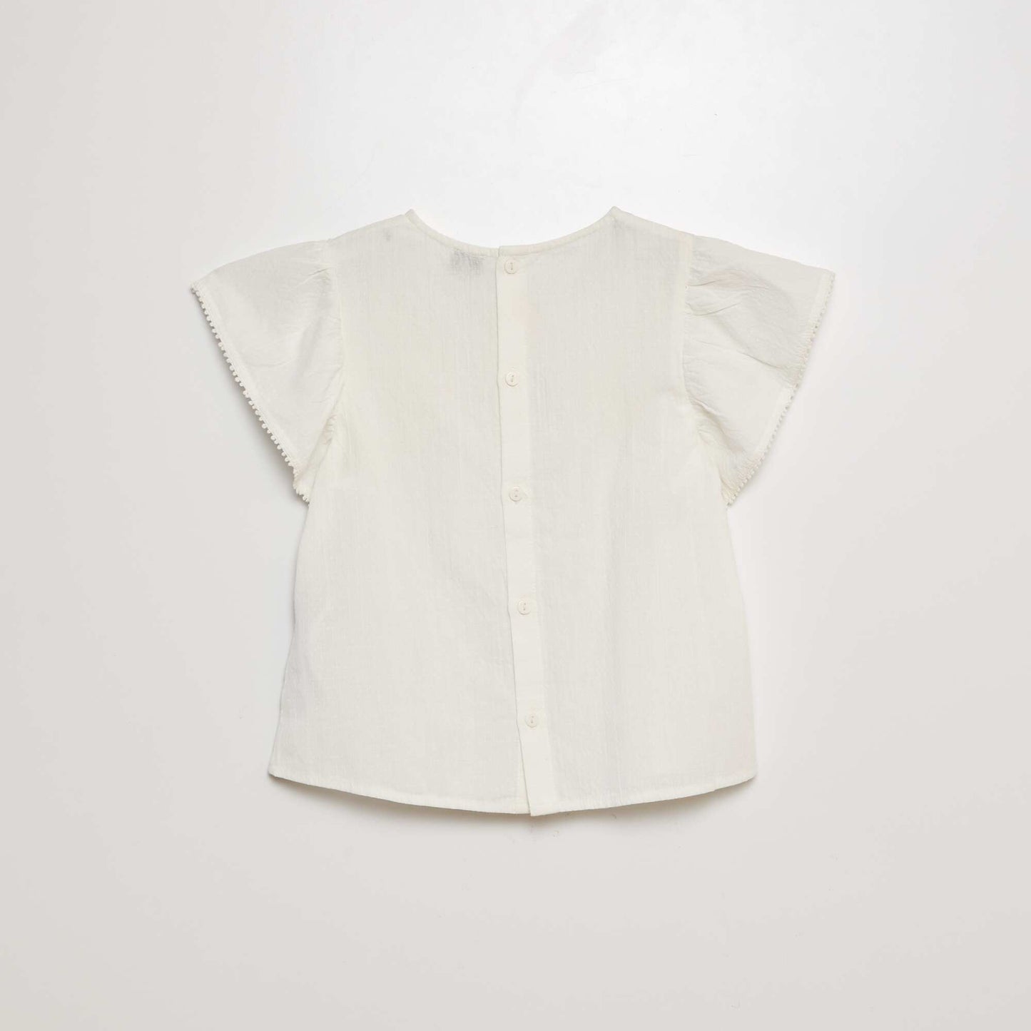 Blusa de manga corta con bordados BLANCO