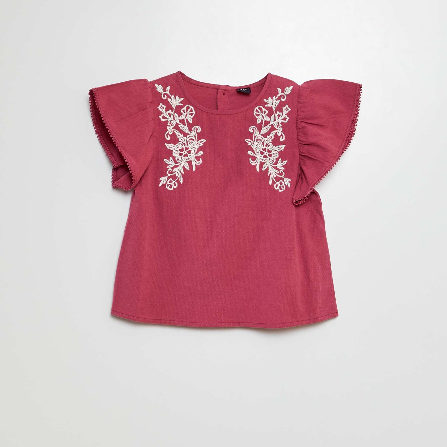 Blusa de manga corta con bordados PURPURA