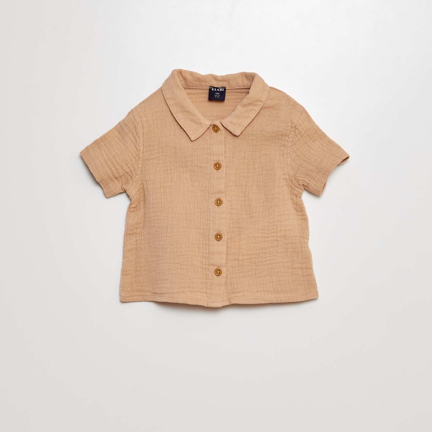 Conjunto de camisa + short de gasa de algodón - 2 piezas BEIGE