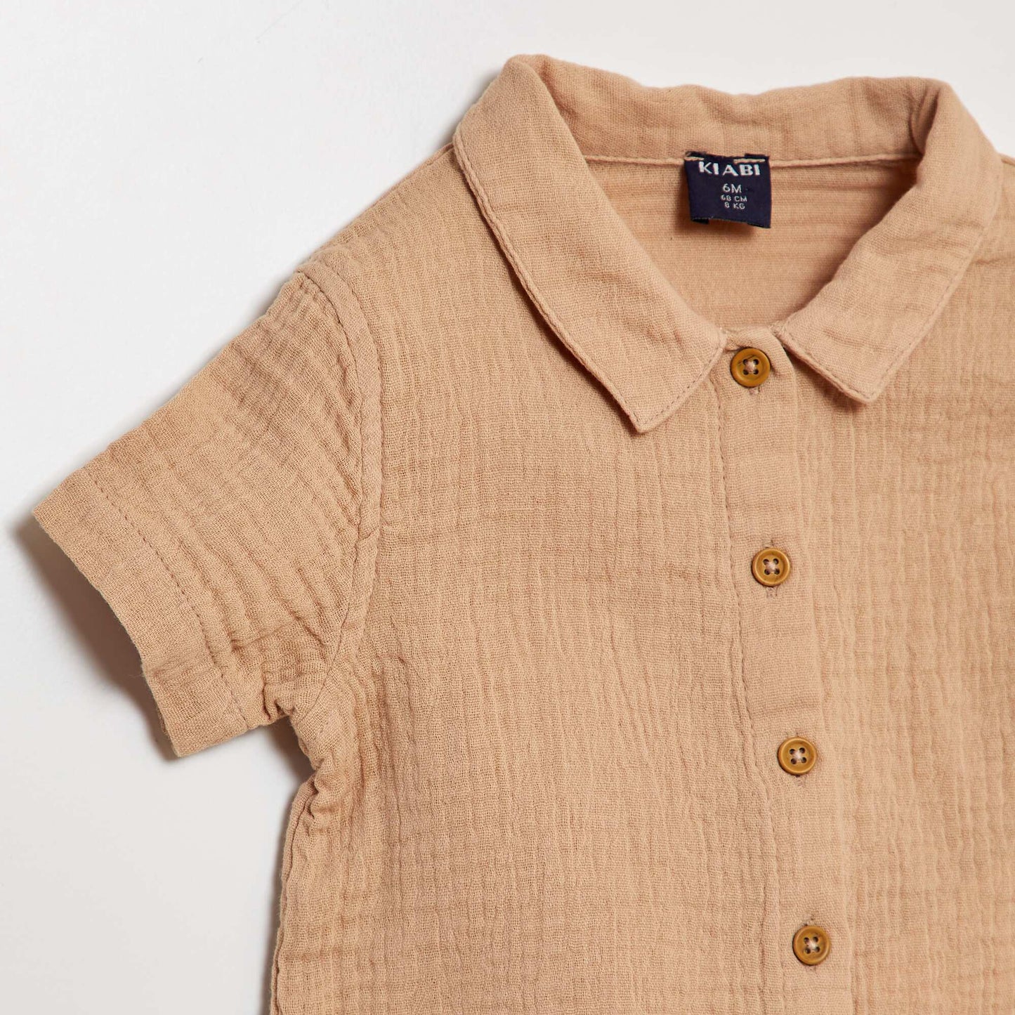 Conjunto de camisa + short de gasa de algodón - 2 piezas BEIGE