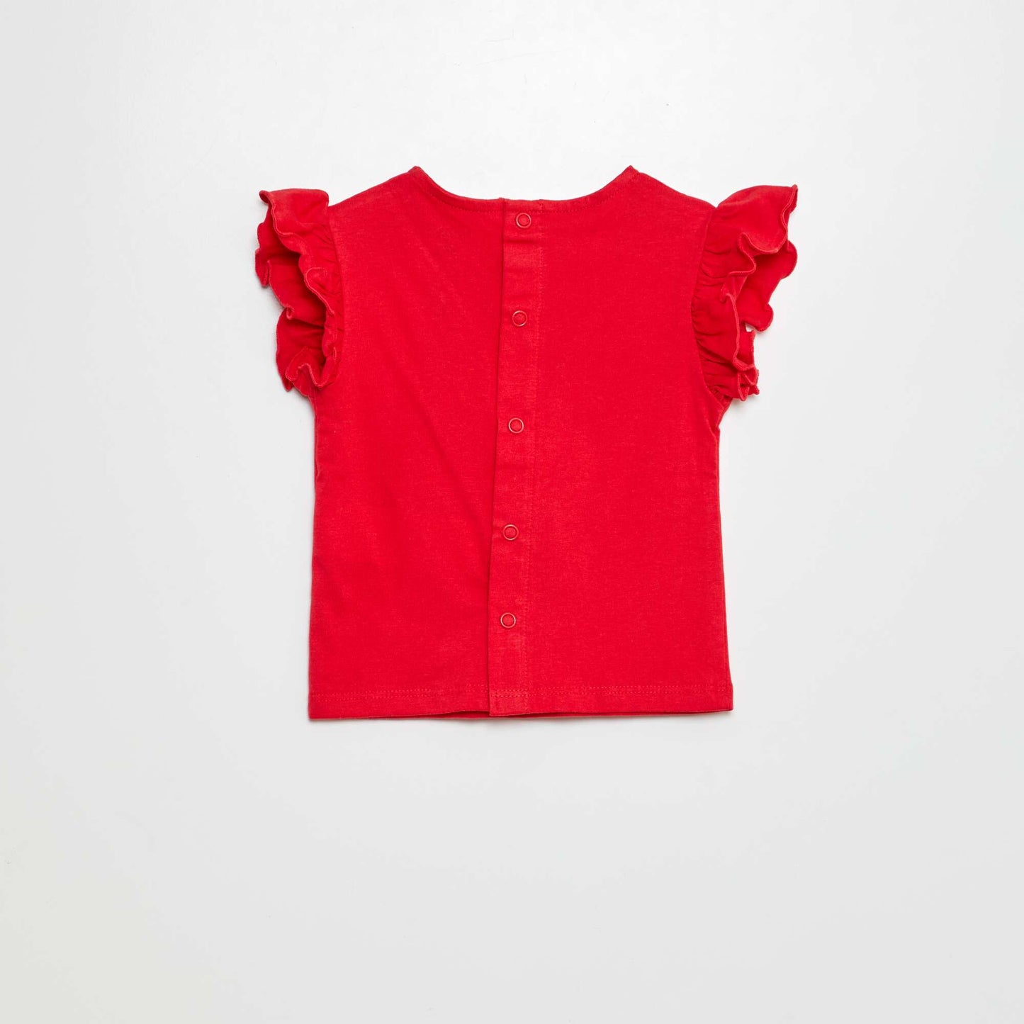 Camiseta de manga corta con volantes ROJO