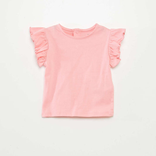 Camiseta de manga corta con volantes ROSA