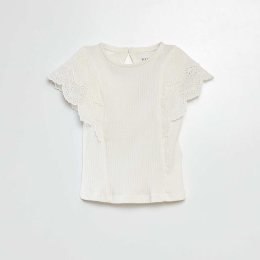 Camiseta con mangas bordadas BLANCO