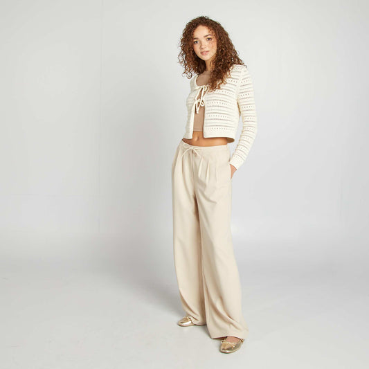 Pantalón ancho y vaporoso BEIGE