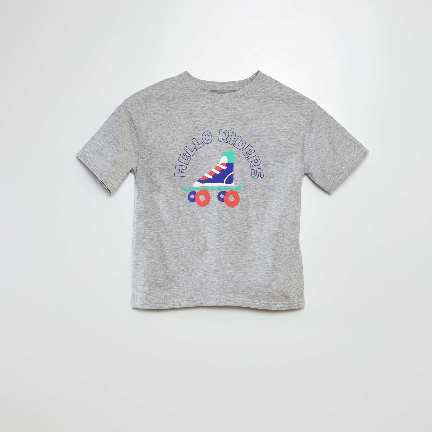 Camiseta de manga corta con cuello redondo estampada BLANCO