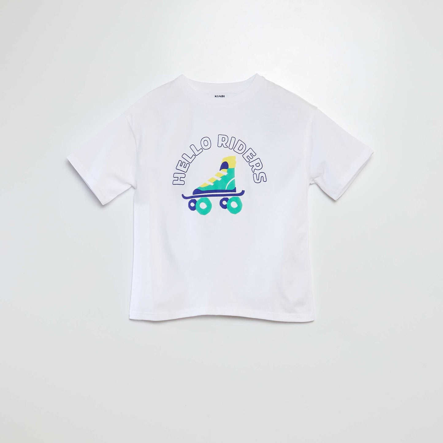 Camiseta de manga corta con cuello redondo estampada BLANCO
