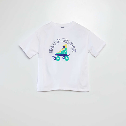 Camiseta de manga corta con cuello redondo estampada BLANCO
