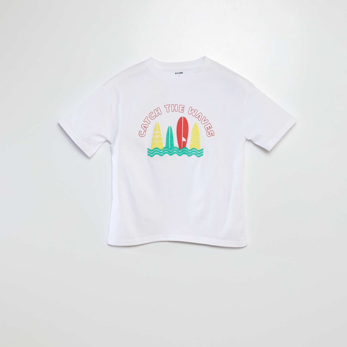 Camiseta de manga corta con cuello redondo estampada BLANCO