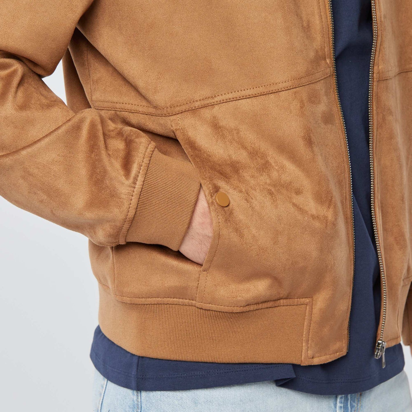 Campera de antelina con cremallera BEIGE