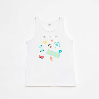 Camiseta de tirantes de punto estampado BLANCO