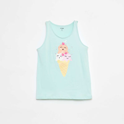 Camiseta de tirantes de punto estampado AZUL