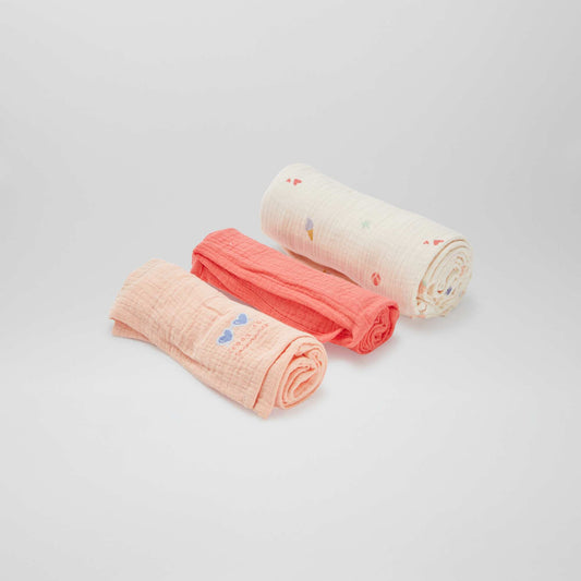 Pack de 3 muselinas - 2 de 60 x 60 y 1 de 100 x 120 cm BLANCO